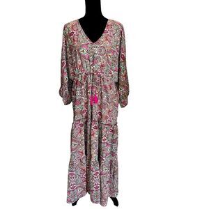 CATO FLORAL PAISLEY MAXI DRESS MULTICOLOR LONG PARTY BEACH VACATION DRESS PLUS